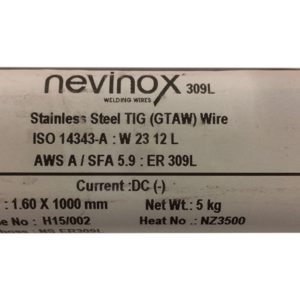 nevinox 1 6mm x 1000mm stainless steel en309l tig wire 5kg plastic tube