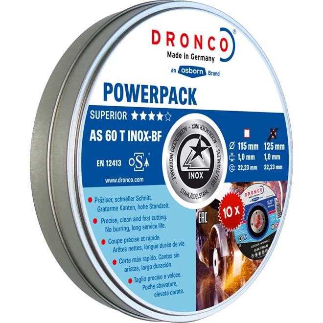 DRONCO AS 60 T INOX 1 mm Power-Pack Tin of 10 115mm x 1mm