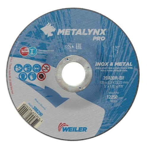 weiler-metalynx-pro-inox-metal-125x32x2223-20a30r-bf-cutting-wheel